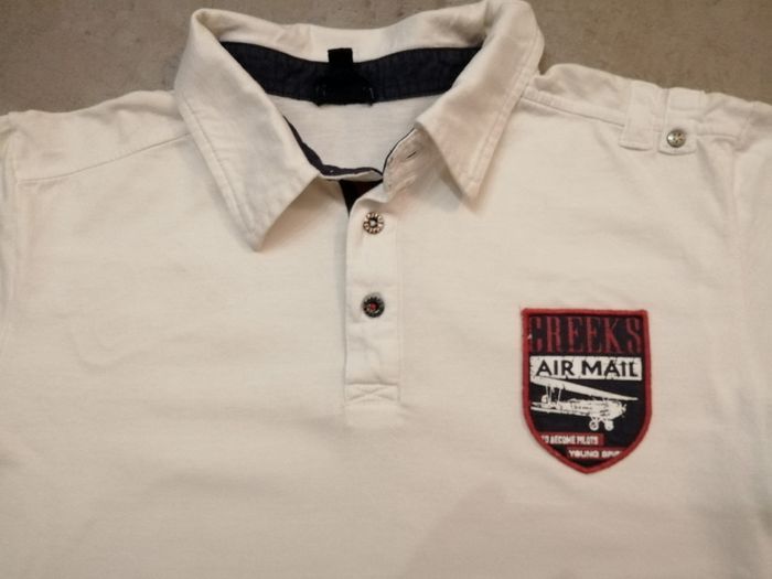 Polo manches longues blanc et marine 14 ans Creeks - photo numéro 2