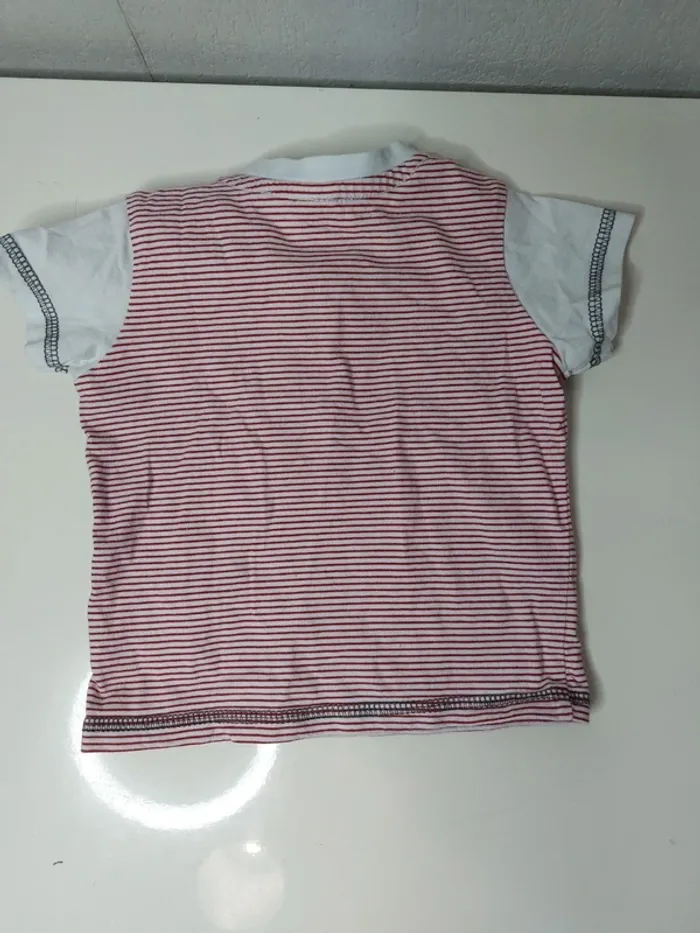 Tee-shirt rayé rouge et blanc imprimé "Baby club" - photo numéro 2