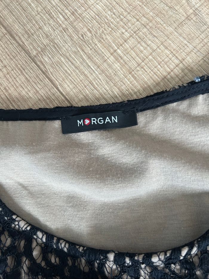 Robe noire et beige avec dentelle Morgan taille 36 bon état - photo numéro 10