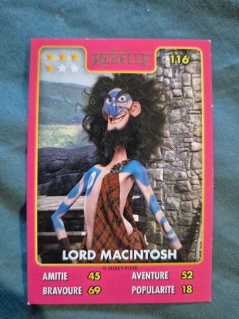 Carte Héros Disney Pixar Auchan n° 116/135  Rebelle Lord Macintosh