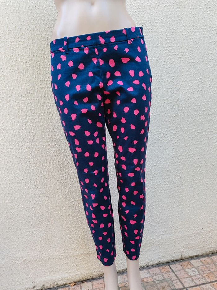 Pantacourt H&M taille basse bleu marine et rose coupe skinny - photo numéro 9