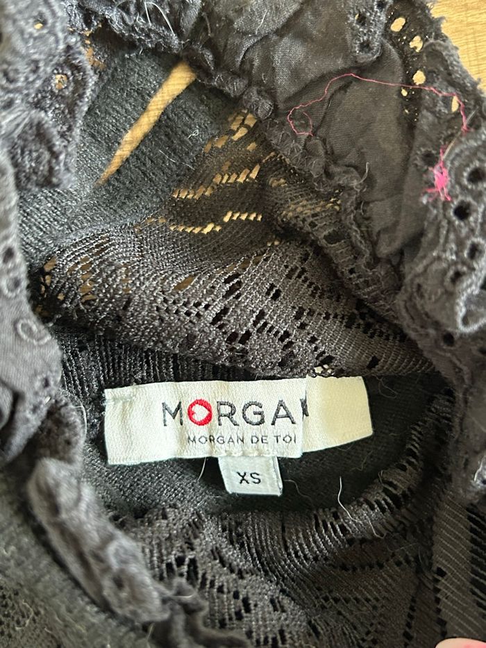 Pull noir avec dentelle Morgan taille XS bon état - photo numéro 10