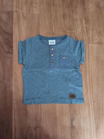 T-shirt manches courtes Tao 9mois bleu et blanc