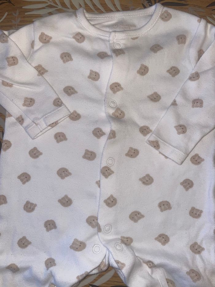 Pyjama coton blanc à motif ourson primark bb 0-3 mois - photo numéro 2