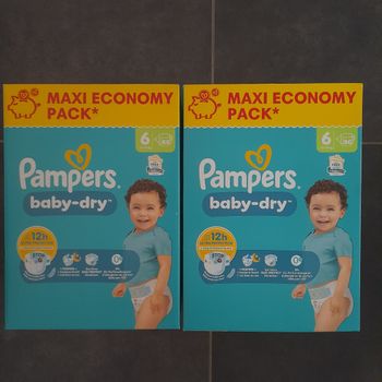 Couches Pampers Baby-Dry – Taille 6 – Lot 2 cartons
