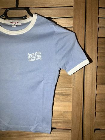 T-shirt mauve à bords blanc Jennyfer XXS