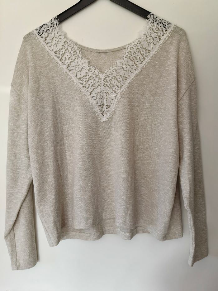 Pull femme H&M gris dentelle dos M