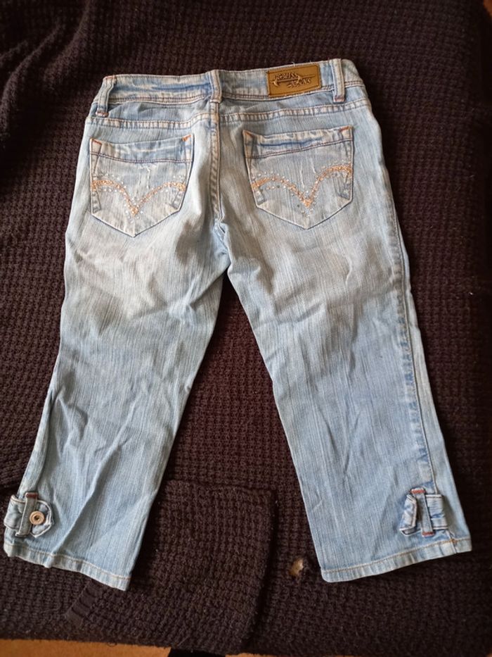 Pantacourt jeans avec motifs T : 36 - photo numéro 2