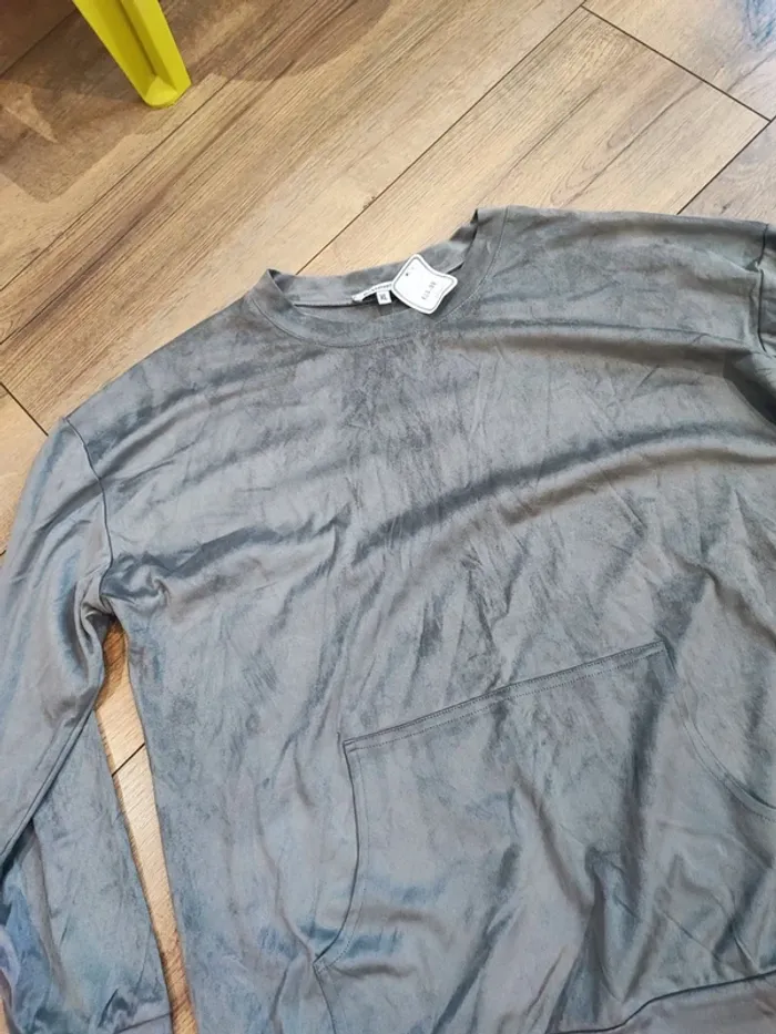 Pull gris "suédine" homme XL - photo numéro 3