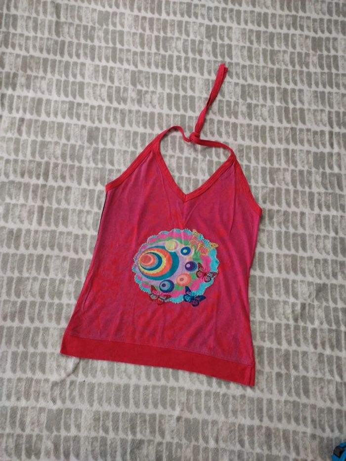 Haut top dos nu rouge Desigual taille 40 L - photo numéro 1