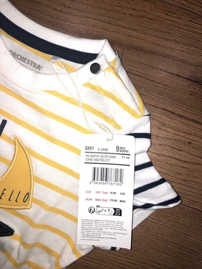 T shirt bateau garcon orchestra 🌺 taille 9 mois neuf avec étiquette - photo numéro 3