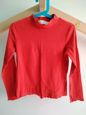Sous-pull côtelé rouge uni H&M 7/8 ans