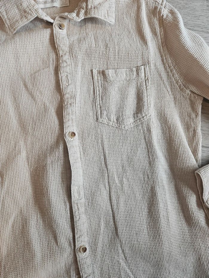 Chemise manches longues effet nid d'abeille beige orchestra 12 ans - photo numéro 4