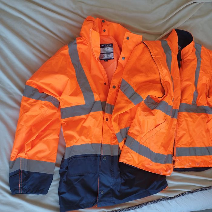 Blouson Haute Visibilité parka de chantier 2en1 Portwest Orange fluo, taille XL