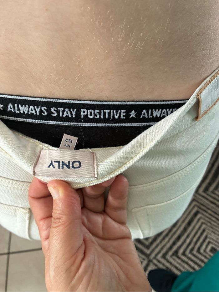 Pantalon jeans crème - photo numéro 3