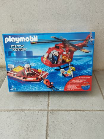 Playmobil pompiers hélicoptère et zodiaque