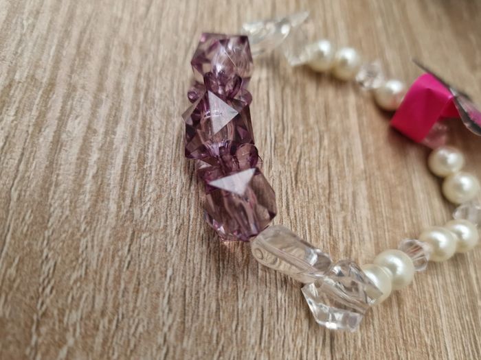 Bracelet Perles Blanches Nacrées Violet Transparent - photo numéro 8