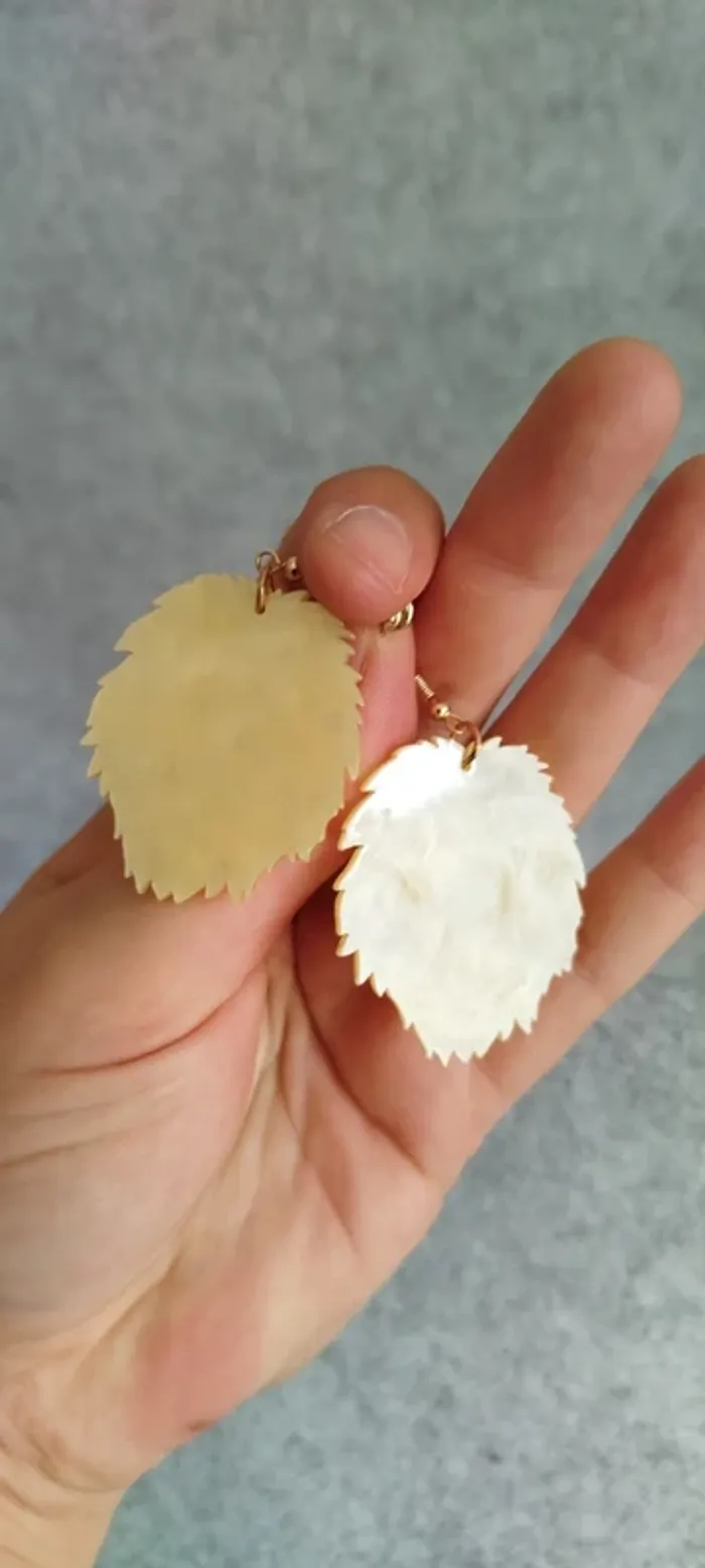 🍄 Boucles d’oreilles ▪ lion acrylique nacré - photo numéro 3