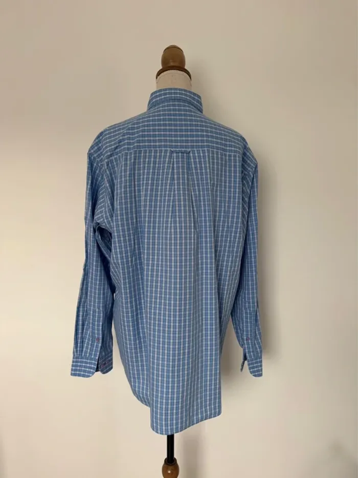 Chemise camisa bleu blanc blouse fluide Camicia Overhemd folder Blusa Camicetta homme hombre - photo numéro 4