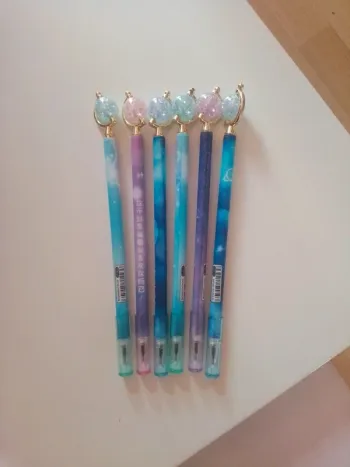 6 stylos bille roller à mines protégées avec planètes tournantes