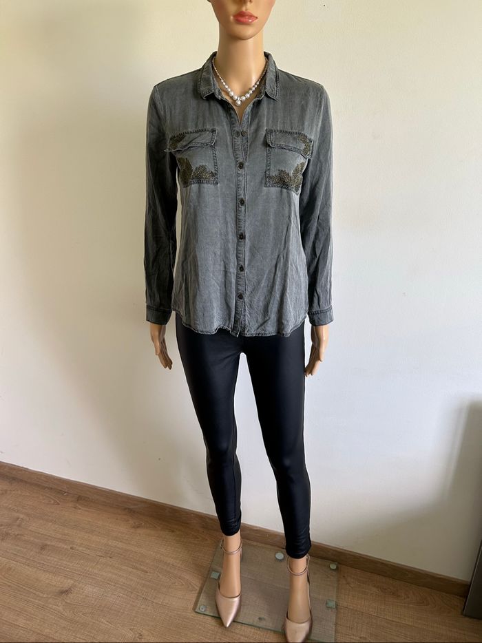 Chemise grise à manches longues Esprit taille française 34 TBE - photo numéro 3