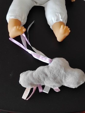 Doudou fille nuage – Fait main – Gris & rose – Très bon état