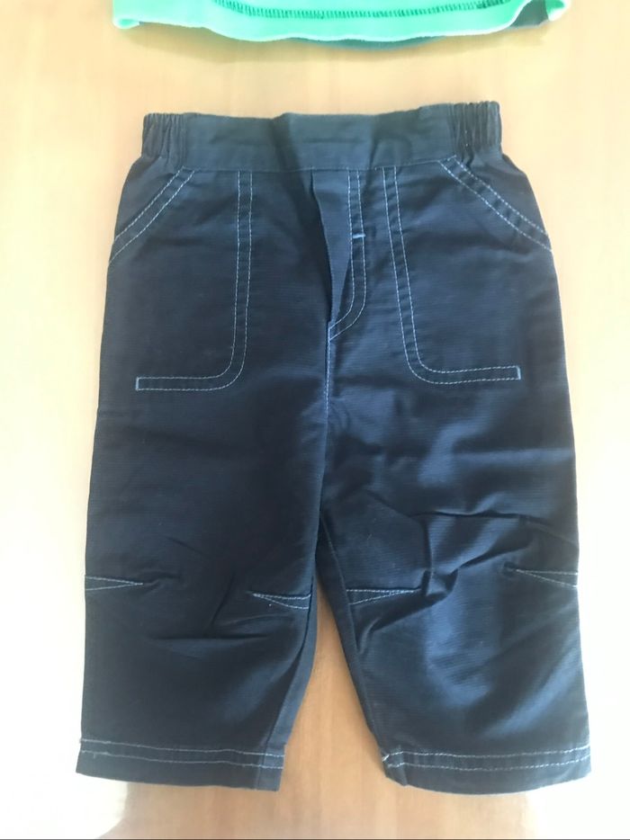 Ensemble pantalon marine/teeshirt vert Grain de blé 6 mois - photo numéro 2