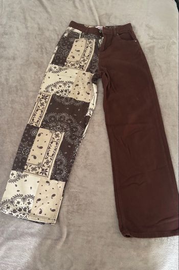 Jean bicolore patchwork marron & bandana