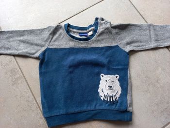 Haut de pyjama bébé bleu et gris 6/12 mois Lupilu