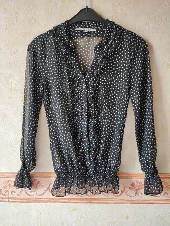 Blouse noire à pois