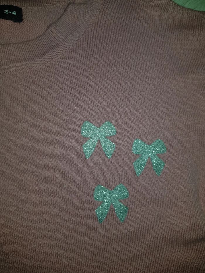 Pull fin rose et argenté tex 4ans neuf - photo numéro 2