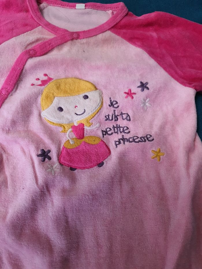 Pyjama ou sur pyjama fille rose en velours été 9 mois - photo numéro 2