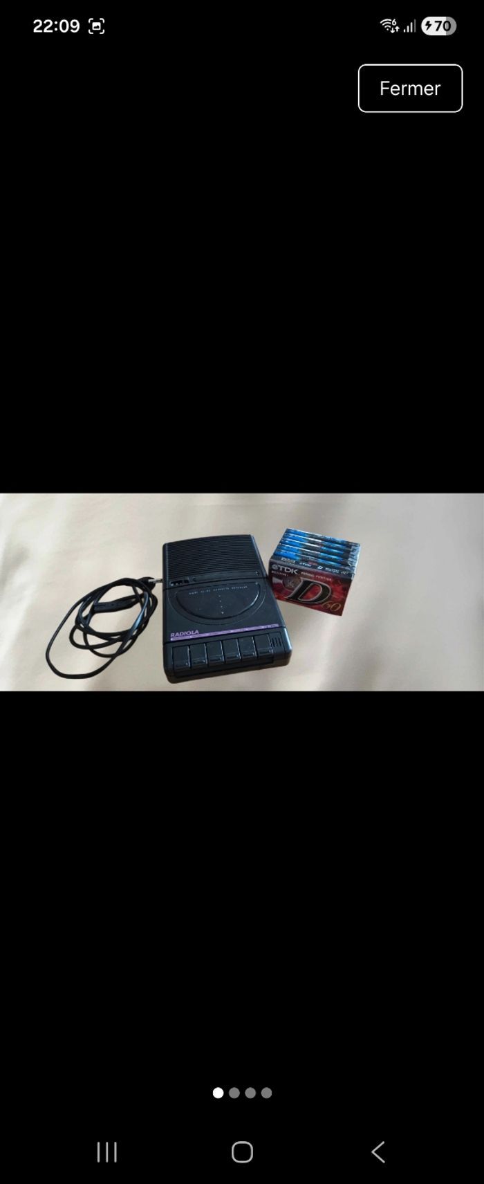 Magnétophone Radiola + 6 cassettes vierges + cassette Michel Sardou - photo numéro 1
