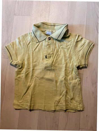Polo vert jaune pale 12 mois verchant manches courtes