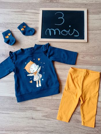 Ensemble jaune et marine fille