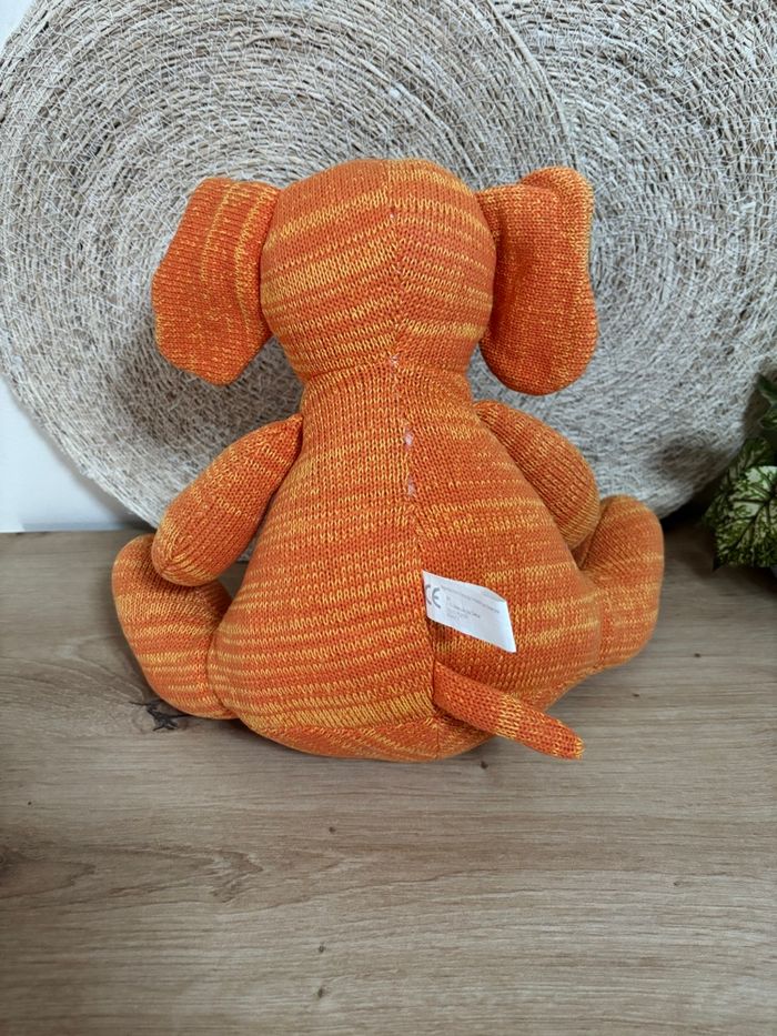 Doudou éléphant laine orange Sia 26 cm - photo numéro 3