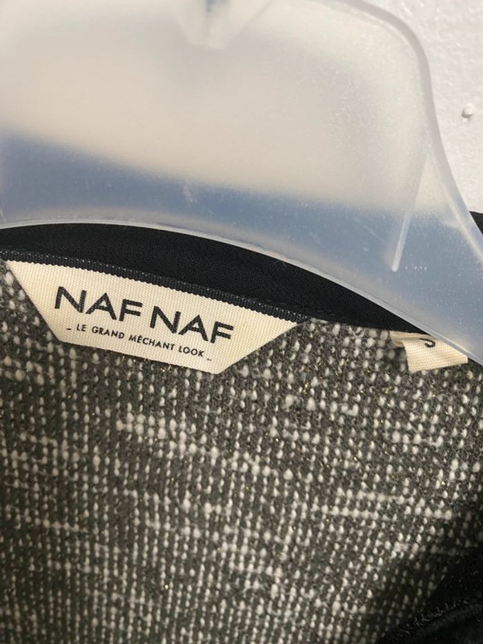 Naf Naf pull S 36 gris avec col noir - photo numéro 5