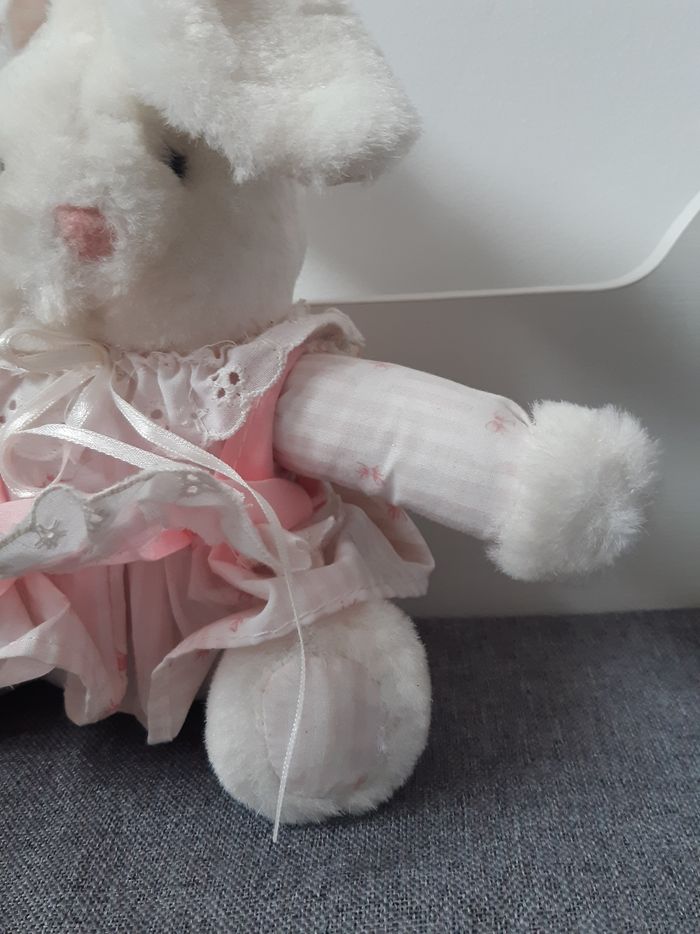 Peluche Lapin 🐰 blanc et rose vintage Gipsy - photo numéro 4