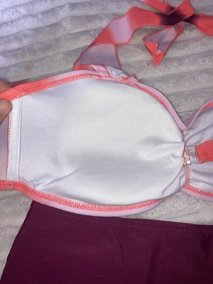 Maillot de bain 2 pièces bordeau T.S - photo numéro 3