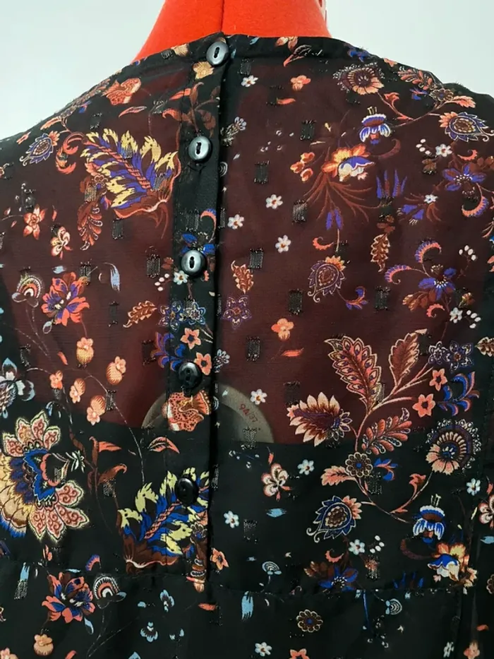 Robe voile fleurie noire manches volants Promod - photo numéro 6