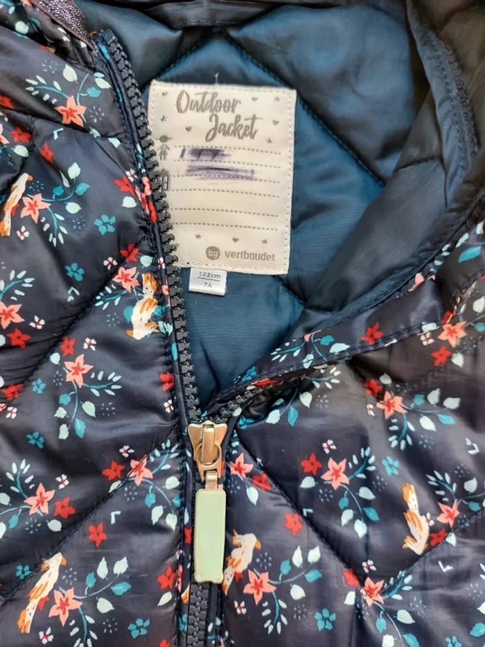 Veste matelassée fleurie mi-saison 7A - photo numéro 3