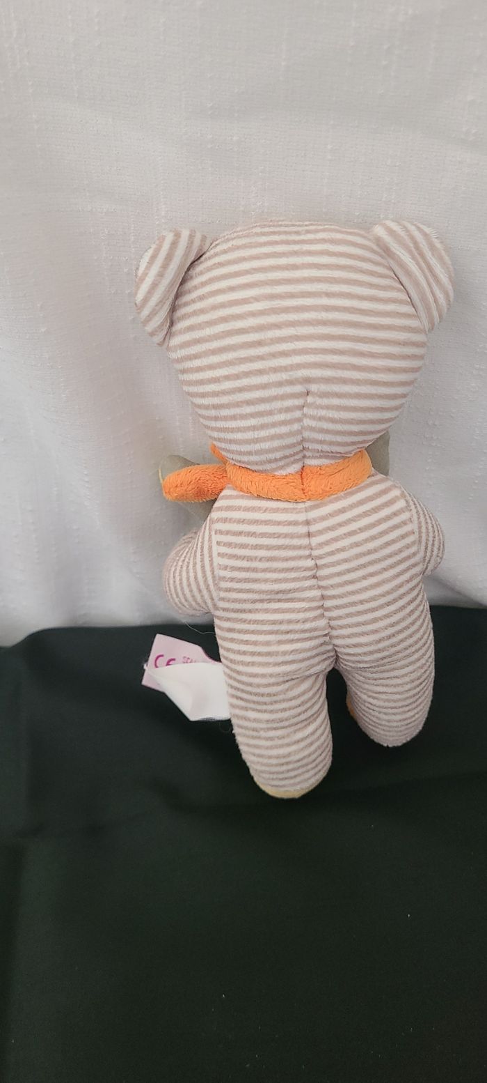 Doudou ours pommette rayé avec petit chat. - photo numéro 3