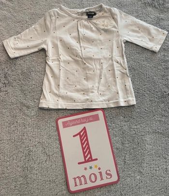 Tee shirt manches longues fille, 1 mois