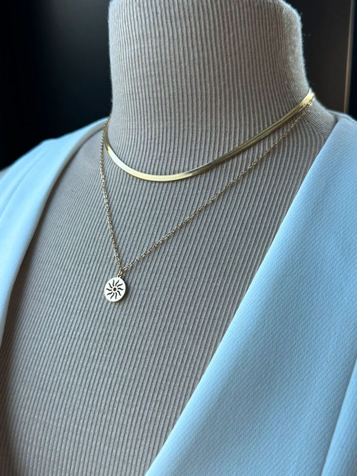 Collier multirangs en acier or - photo numéro 2
