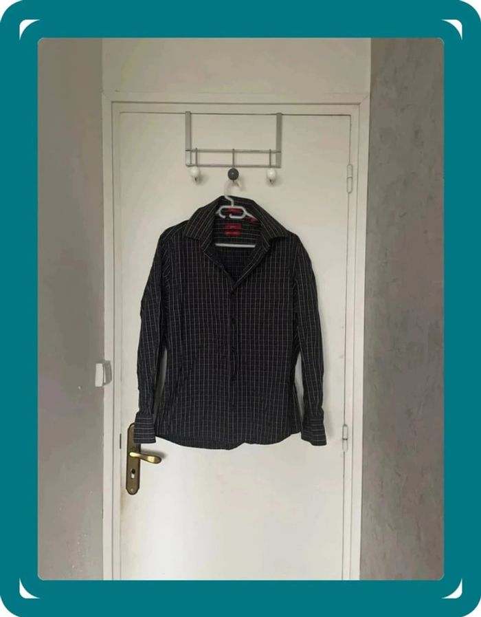Chemise carreaux gris foncé