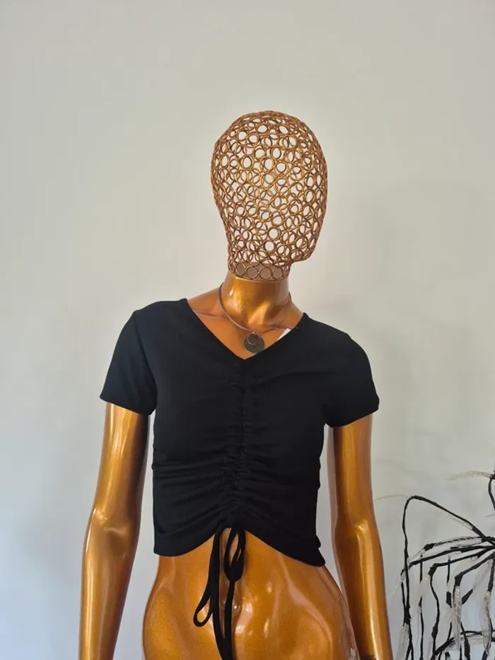 Top Court Manches Courtes Noir Femme Taille S/36