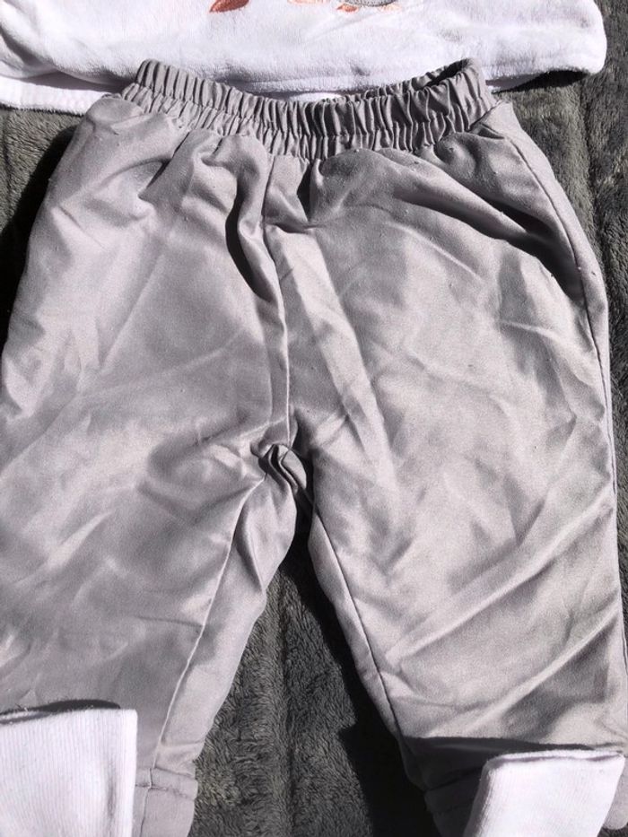 Ensemble chaud bébé fille blanc et gris 3 mois - photo numéro 3