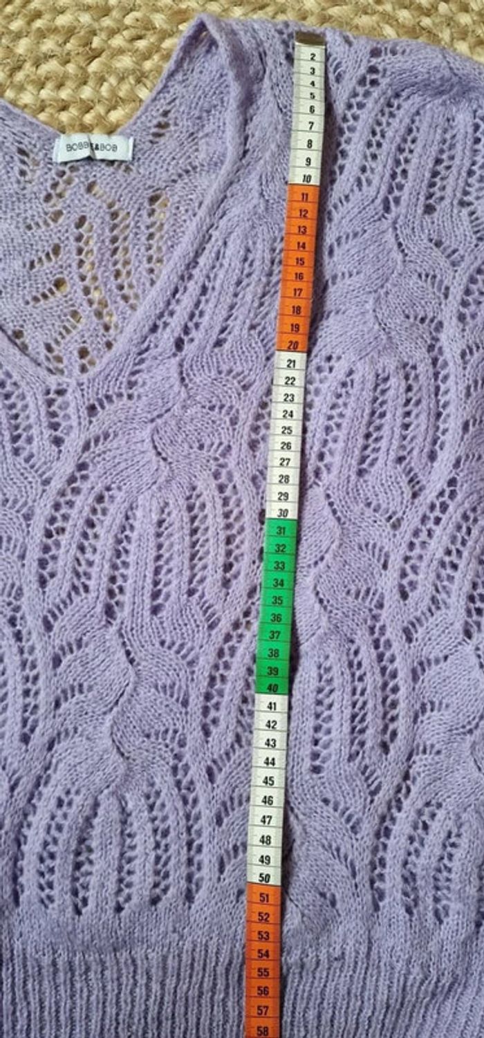 Pull maille col V lila "Bobbie & bob" made in Italy taille L ou 40 - photo numéro 8