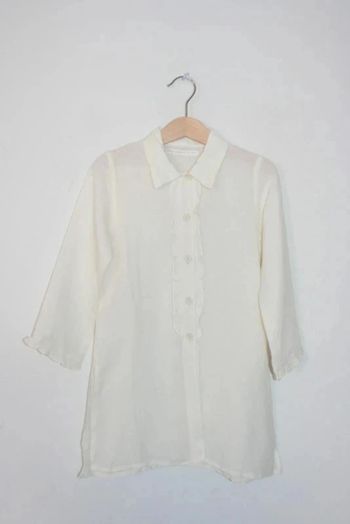 Longue chemise blanc cassé moitié lin Mademoiselle Petit Boy