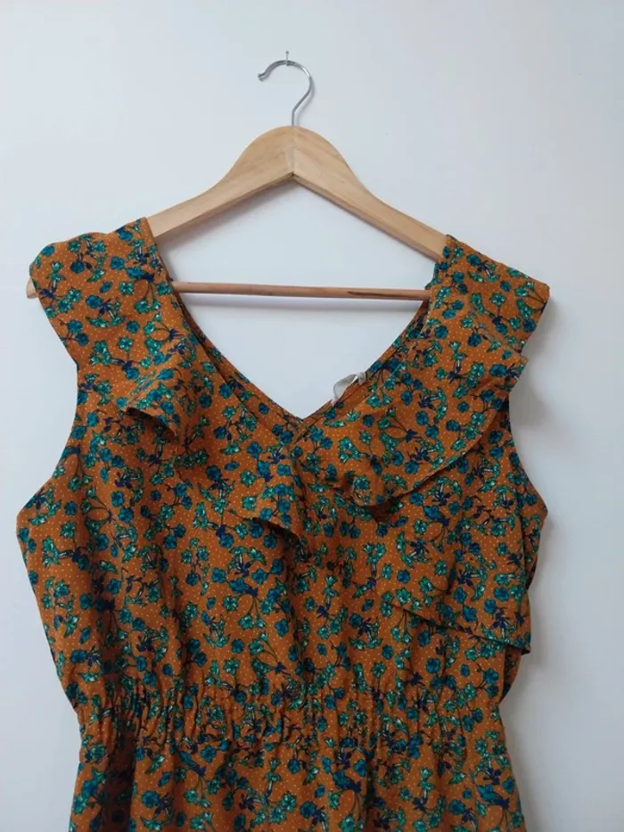 Robe d'été orange à fleurs vertes Cache Cache 42 - photo numéro 3